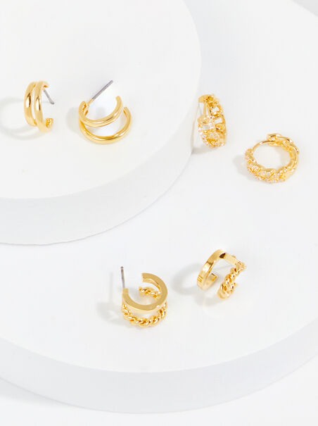 18k Gold Huggie Hoop Earring Set - AS REVIVAL