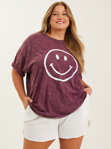 Smiley Face Oversized Tee - AS REVIVAL