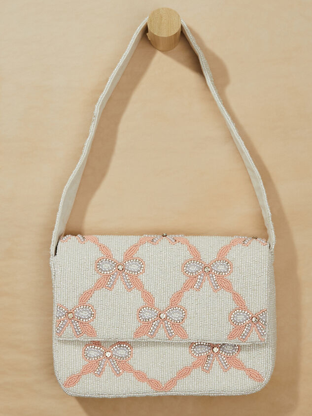 Beaded Bow Shoulder Purse - AS REVIVAL