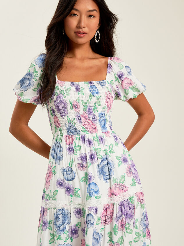 Becca Floral Midi Dress Detail 3 - AS REVIVAL