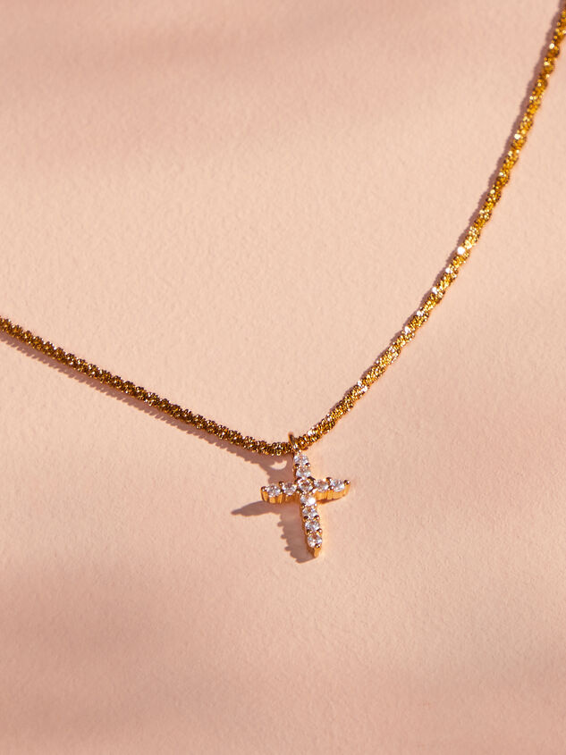 Stainless Steel Crystal Cross Necklace - AS REVIVAL