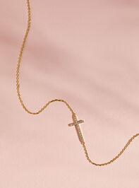 18k Gold Rhinestone Cross Necklace - AS REVIVAL