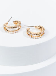 Rhinestone & Pearl Hoop Earrings - AS REVIVAL