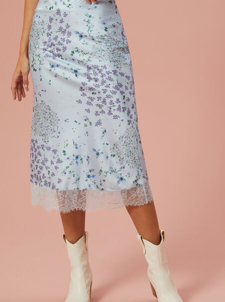 Hattie Satin Floral Skirt - AS REVIVAL