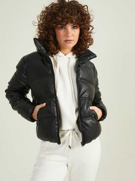 Venture Faux Leather Puffer Jacket - AS REVIVAL