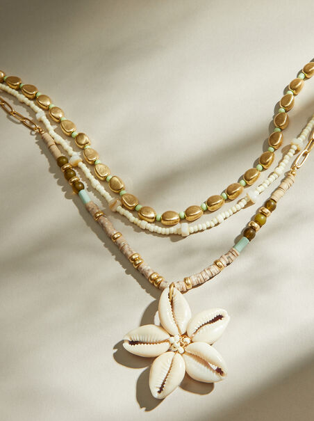 Layered Shell Flower Necklace - AS REVIVAL