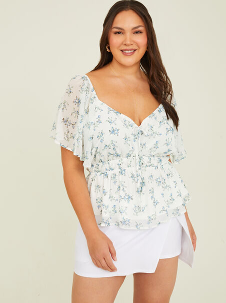Olive Floral Babydoll Top - AS REVIVAL