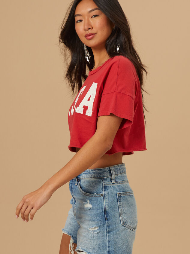 USA Cropped Graphic Tee Detail 3 - AS REVIVAL