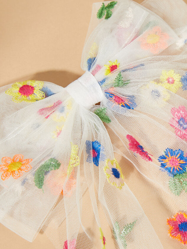 Tulle Embordered Floral Hair Bow Detail 2 - AS REVIVAL