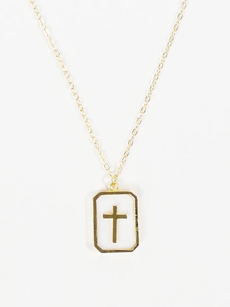 18K Cross Charm Tag Necklace - AS REVIVAL