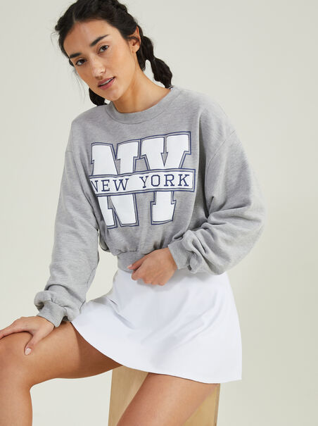 New York Cropped Graphic Pullover - AS REVIVAL