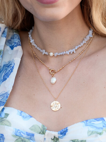 Layered Pearl & Coin Necklace - AS REVIVAL