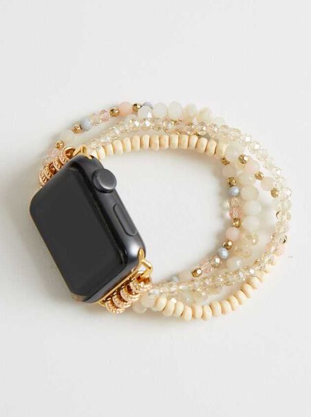 Beaded Smart Watch Band - White - AS REVIVAL