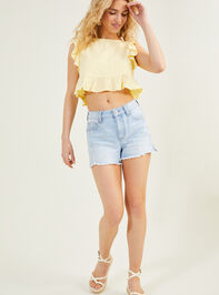 Daisy Embroidered Distressed Denim Shorts - AS REVIVAL