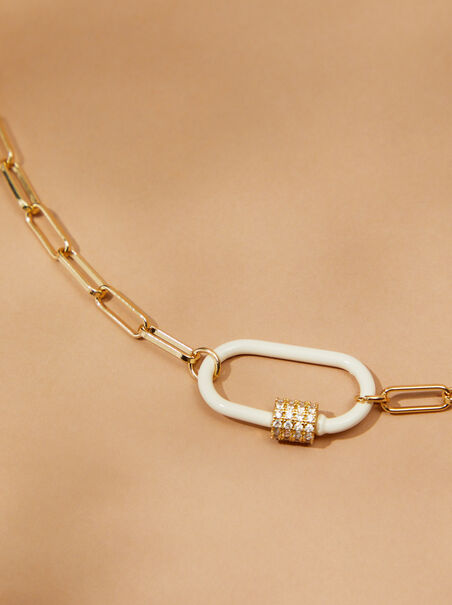 White Carabiner Chain Necklace - AS REVIVAL