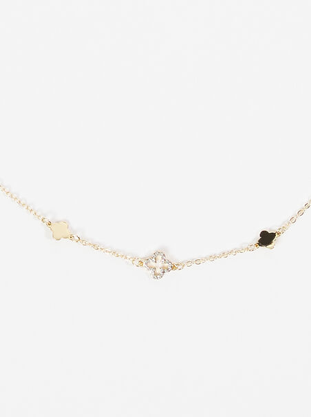 Crystal Clover Link Choker Necklace - AS REVIVAL