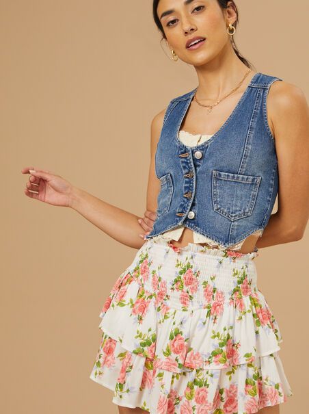 Gracelynn Smocked Floral Skirt - AS REVIVAL