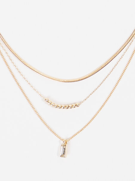 Dainty Crystal Pendant Layered Necklace - AS REVIVAL