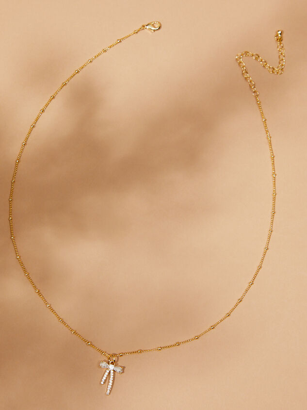 18K Bow Charm Ball Chain Necklace Detail 2 - AS REVIVAL