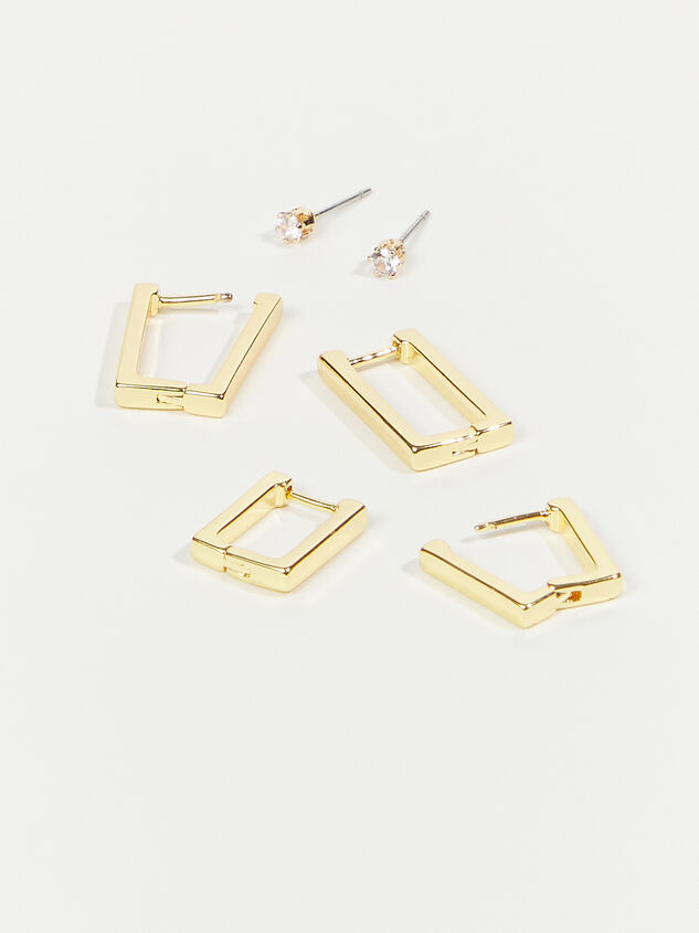 18K Gold Mini Rectangle Hoop Earring Pack Detail 2 - AS REVIVAL