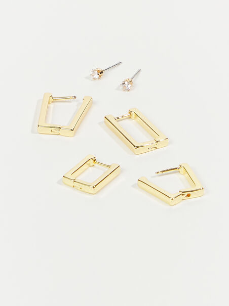 18K Gold Mini Rectangle Hoop Earring Pack - AS REVIVAL