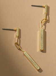 18K Gold Bar Chain Dangle Earrings - AS REVIVAL