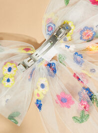 Tulle Embordered Floral Hair Bow Detail 3 - AS REVIVAL