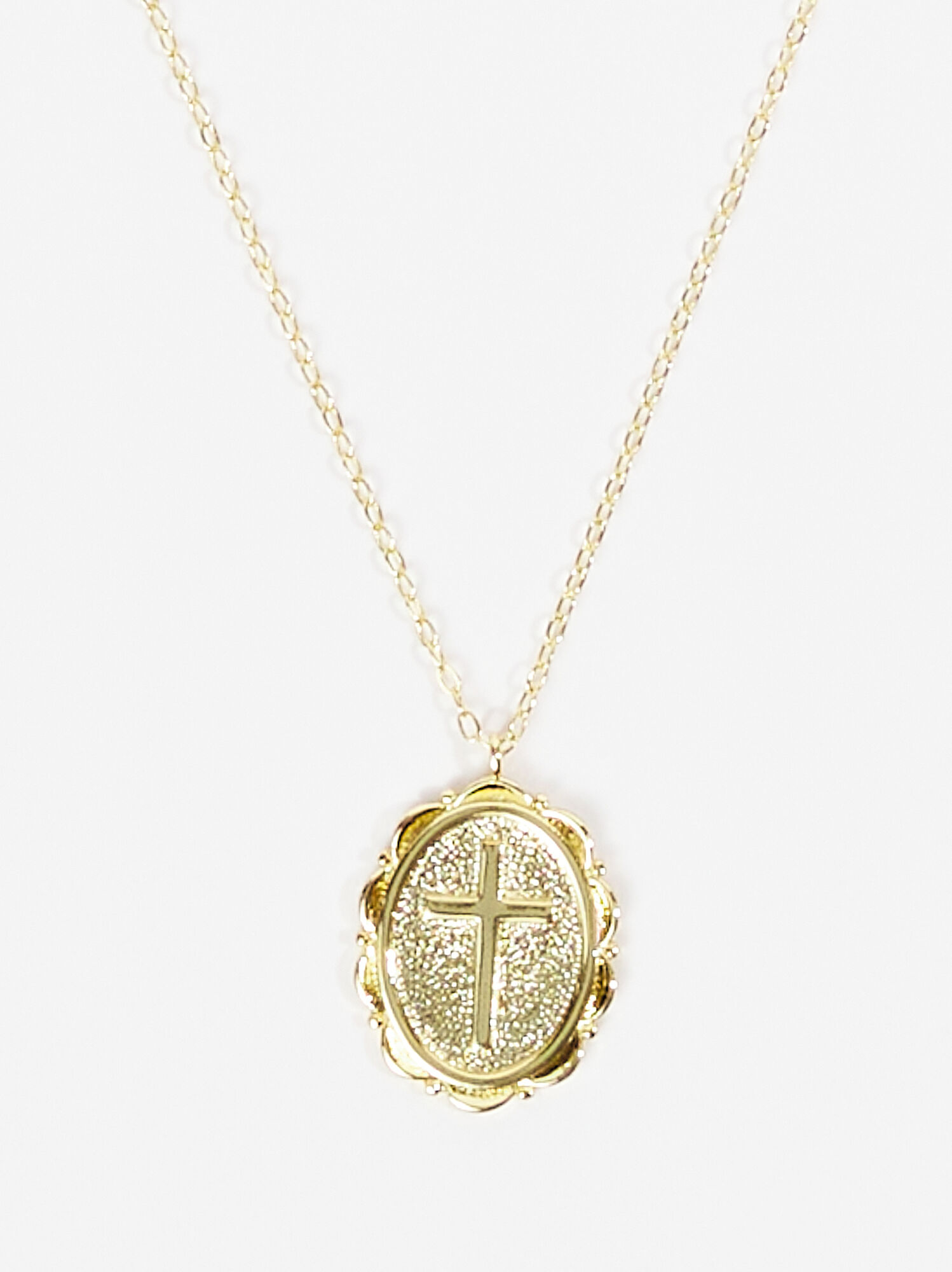 18K Gold Oval Cross Charm Necklace | Altar'd State