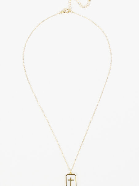 18K Cross Charm Tag Necklace - AS REVIVAL