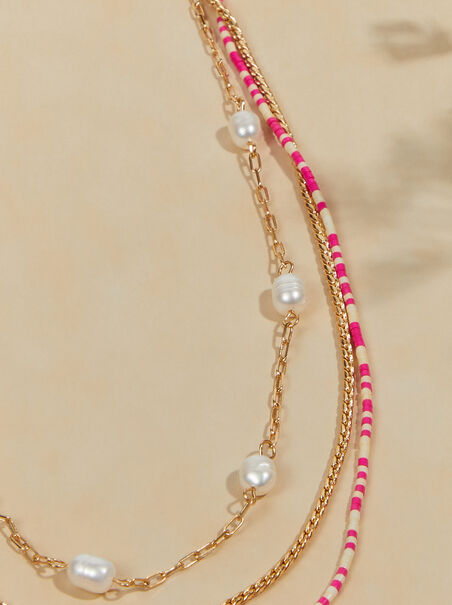Layered Pearl Beaded Necklace - AS REVIVAL