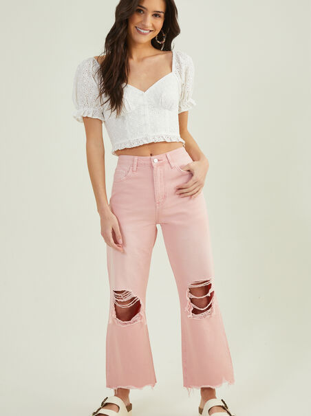 Ada Distressed Straight Leg Jeans - AS REVIVAL