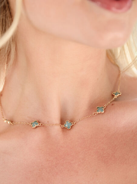 Gold Clover Light Blue Necklace - AS REVIVAL