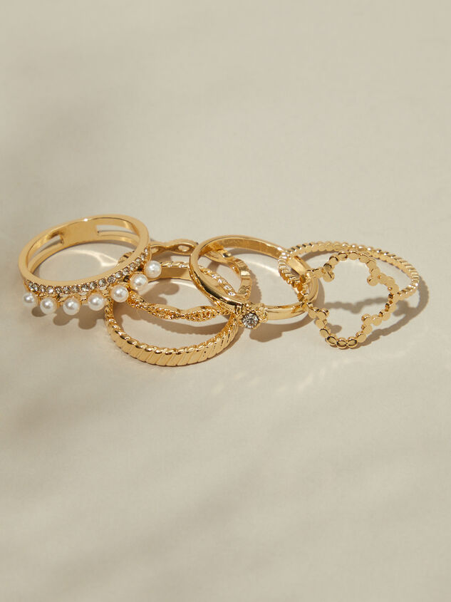 Gold Pearl Elegant Ring 5 Pack Detail 2 - AS REVIVAL