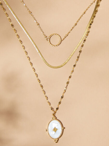 Layered Gold Pendant Compass Necklace - AS REVIVAL