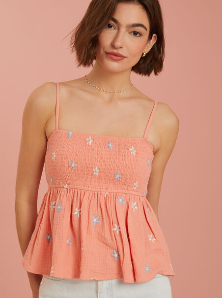 Olivia Embroidered Babydoll Tank Top - AS REVIVAL