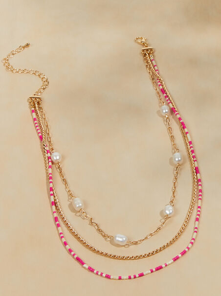 Layered Pearl Beaded Necklace - AS REVIVAL