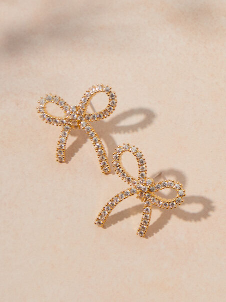 18K Gold Crystal Bow Earrings - AS REVIVAL