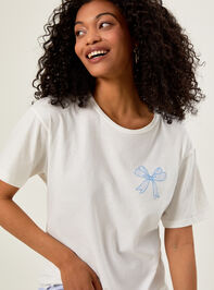 Blue Bow Graphic Tee Detail 2 - AS REVIVAL