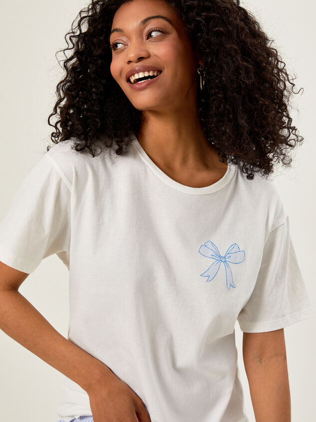 Blue Bow Graphic Tee Detail 2 - AS REVIVAL