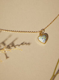 Patterned Heart Charm Necklace Detail 2 - AS REVIVAL