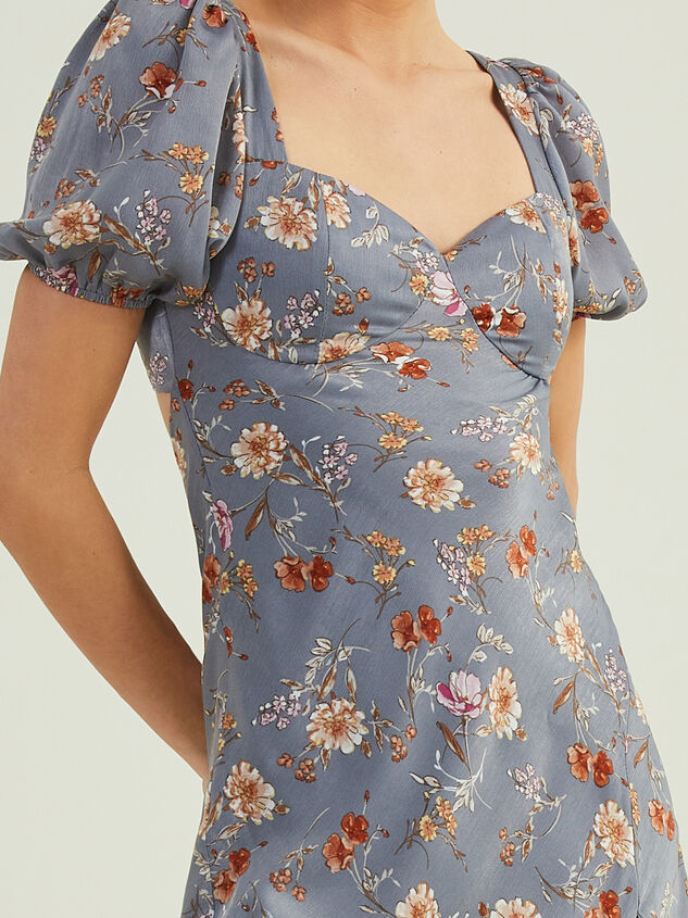 Renna Floral Puff Sleeve Dress Detail 5 - AS REVIVAL