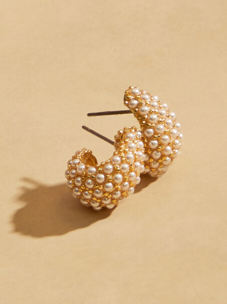 18K Gold Pearl Encrusted Hoop Earrings - AS REVIVAL