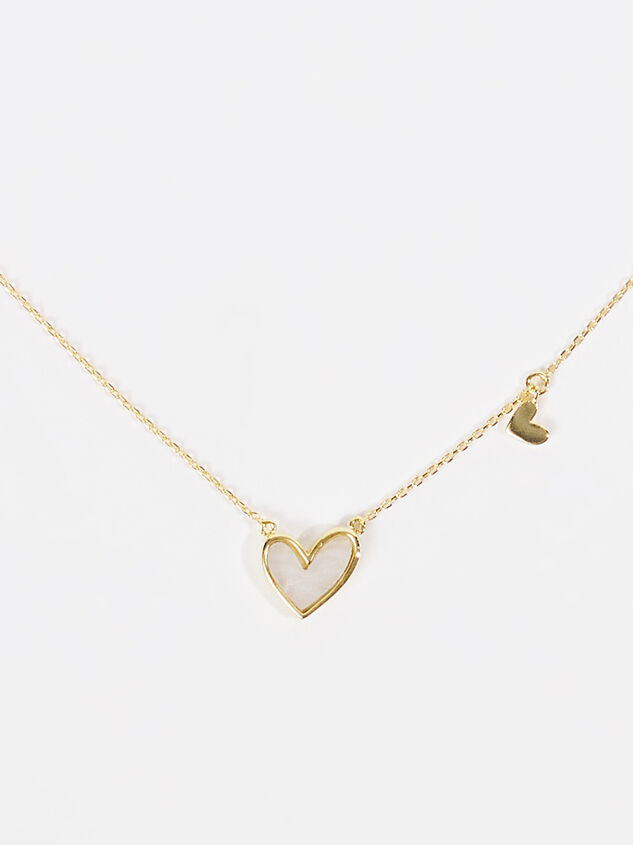 18K Gold Mother of Pearl Heart Charm Necklace Detail 3 - AS REVIVAL