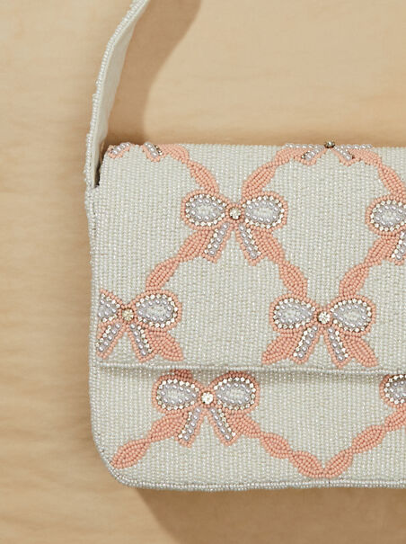 Beaded Bow Shoulder Purse - AS REVIVAL