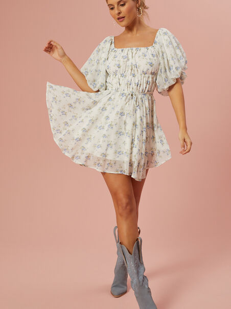 Amabella Floral Puff Dress - AS REVIVAL