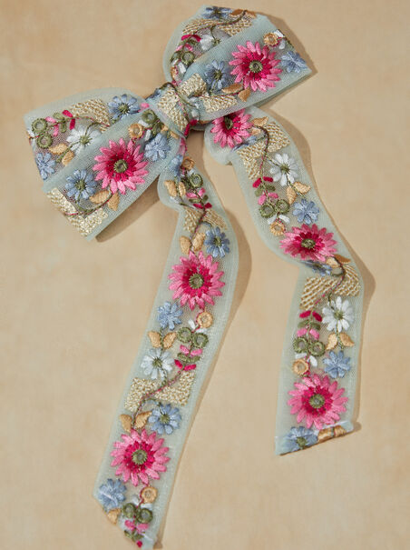 Embroidered Floral Tulle Bow - AS REVIVAL