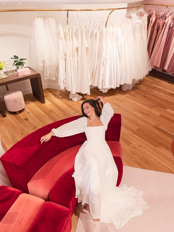 A bride lounging in a Vow'd Store